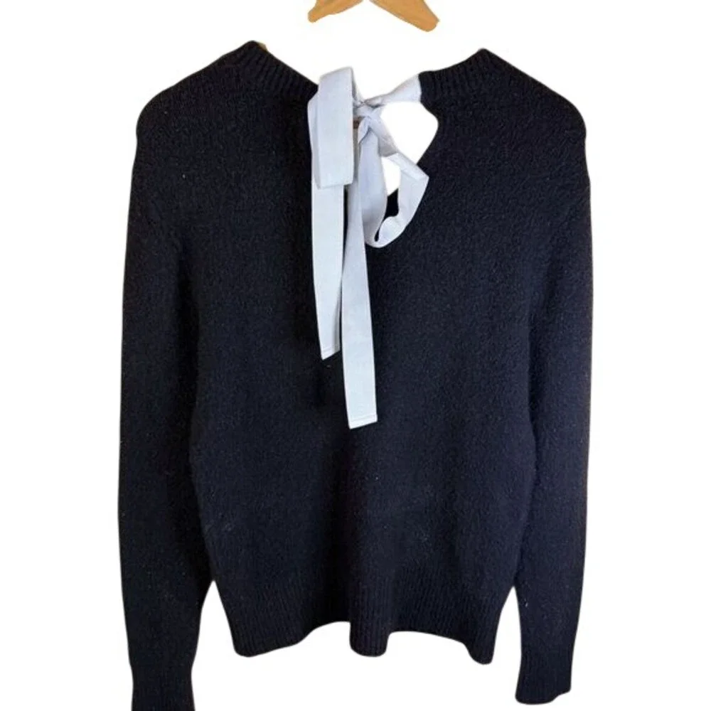 Nordstrom Halogen Tie Back‎ Black Oversized Sweater Size Small Bow Tie Back